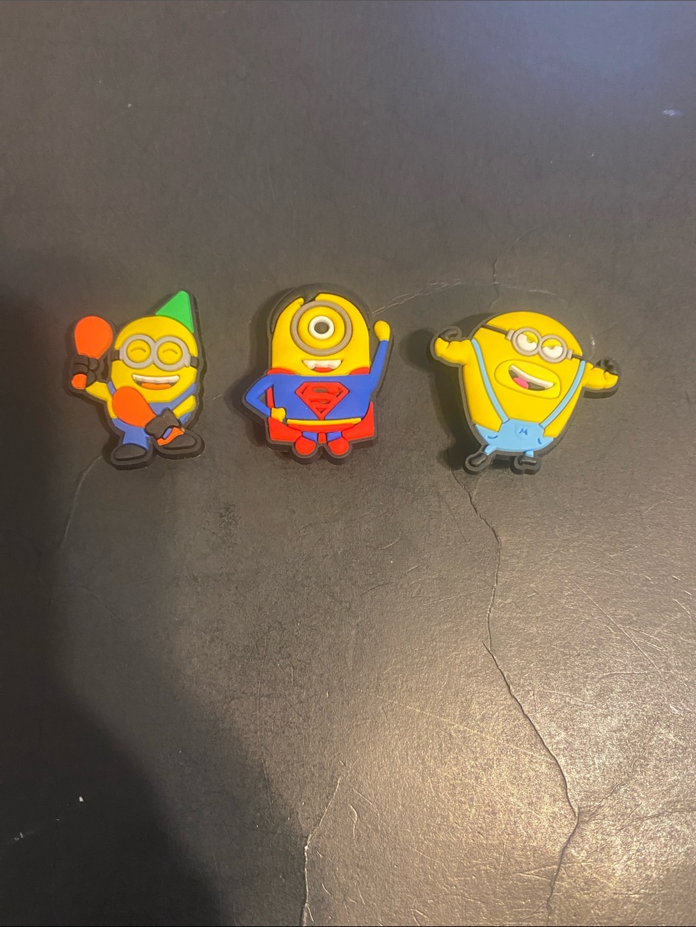 Jibbitz Yellow Minion Character Croc Shoe Charms with Blue and Red Accents